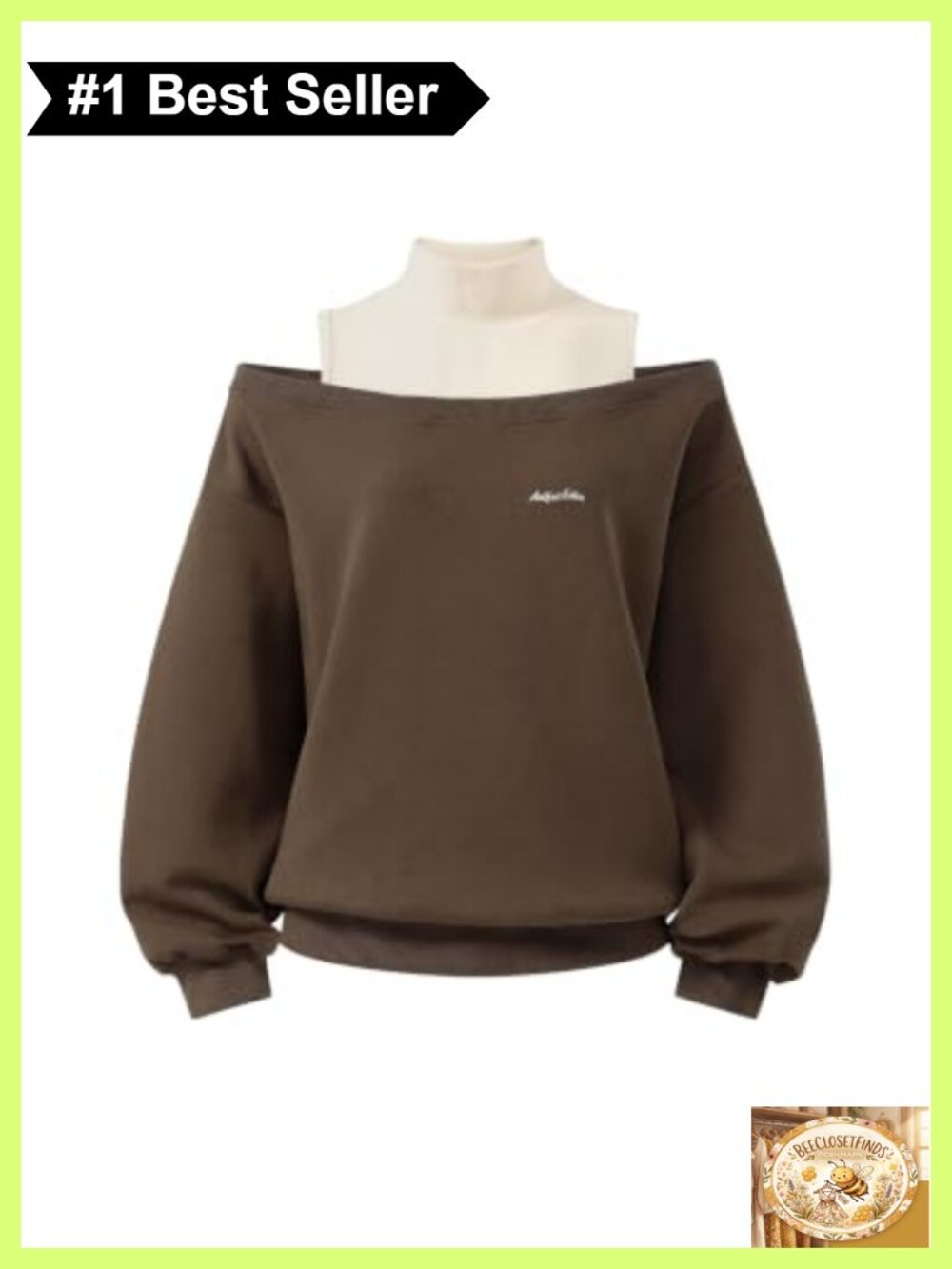 Womens Boxy Off Shoulder Mock Neck Sweatshirt Color Block Layered Pullover